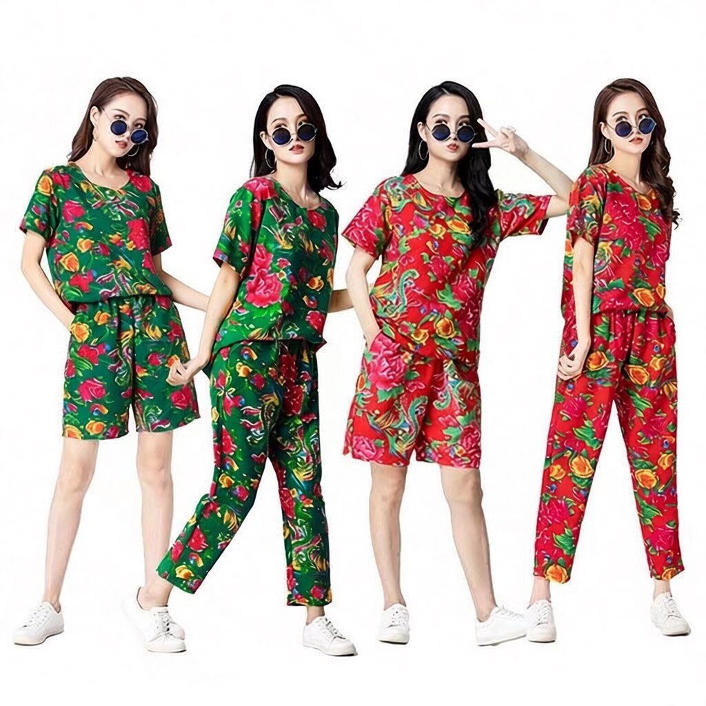大花布晨袍生日聚会网红伴娘闺蜜