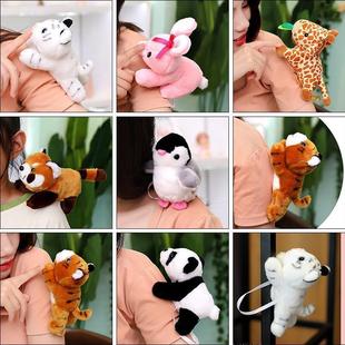 动物园站肩上毛绒玩偶具磁吸铁广州长隆纪念品挂熊猫白虎趴肩公仔