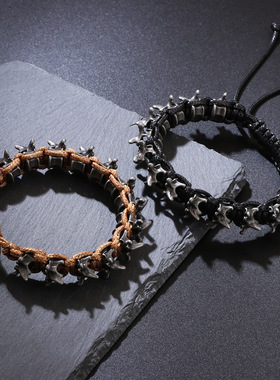 朋克风暗黑龙骨男士手链
