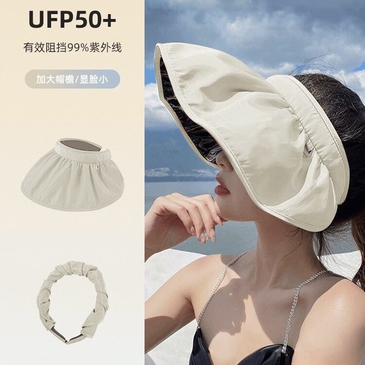 夏季黑胶贝壳防晒遮阳帽女