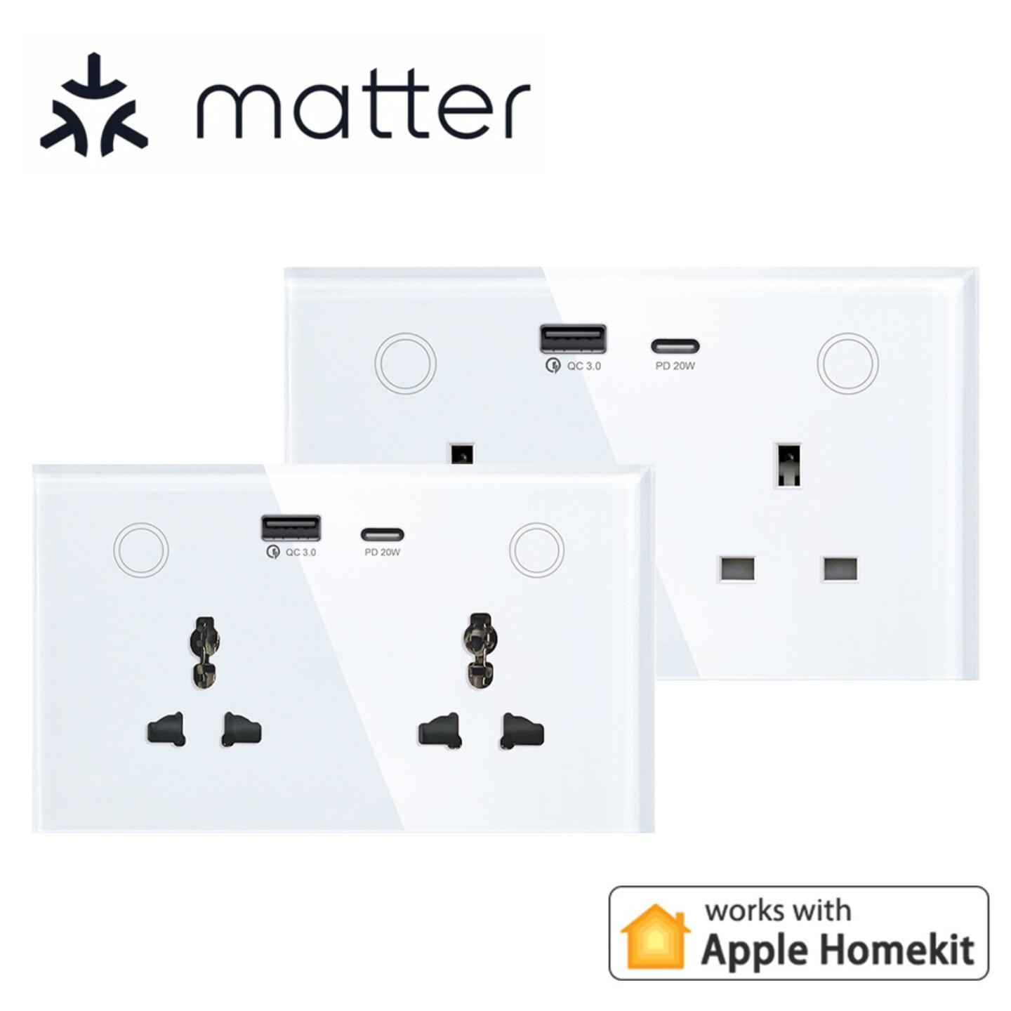 matter插座usb快充147智能双插