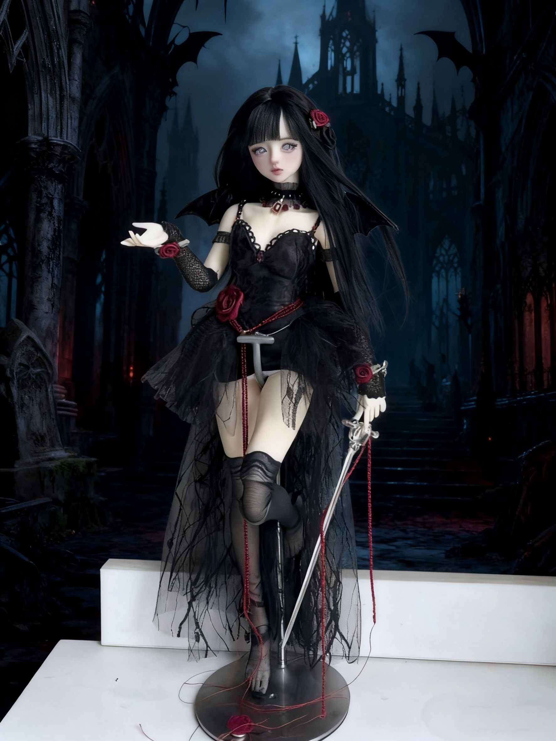 「血液玫序」4分娃衣大四bjd小恶魔性感暗黑裙四分娃衣BJD娃衣