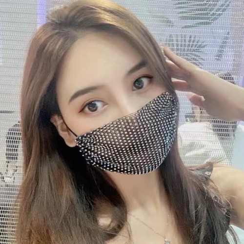 网红抖音同款女神成人夏天镶钻带钻满钻薄款时尚装饰透气口罩美颜