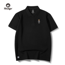 高端polo衫男短袖t恤潮牌休闲大码男装胖子翻领新款宽松黑色半袖