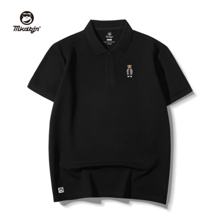 高端polo衫男短袖t恤潮牌休闲大码男装胖子翻领新款宽松黑色半袖