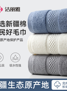 2条装 洁丽雅毛巾纯棉洗脸家用吸水速干全棉男士毛巾女士不易掉毛