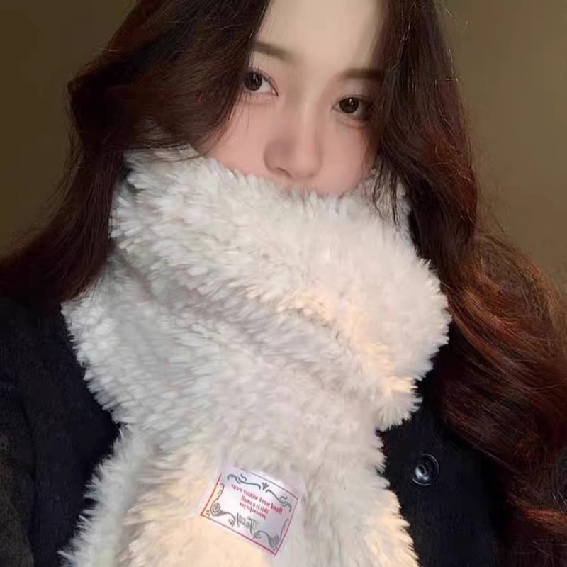 【小乐专享】软糯温柔秋冬新款毛绒保暖流苏围巾百搭加厚防寒