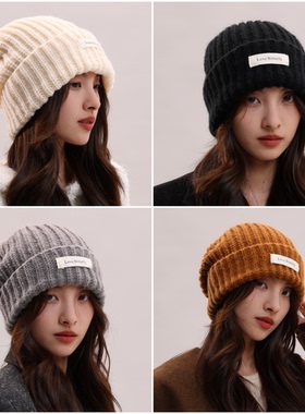 【小乐专享】针织帽子女秋冬季保暖冷帽大头围毛线帽显脸小护耳