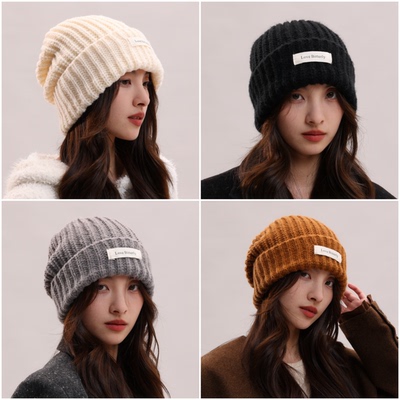 2025新款针织帽子女秋冬季保暖冷帽大头围毛线帽显脸小护耳包头帽