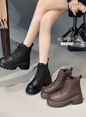 昔子2126短靴马丁靴短靴棉靴时装靴时尚厚底高跟真皮秋冬圆头爆款