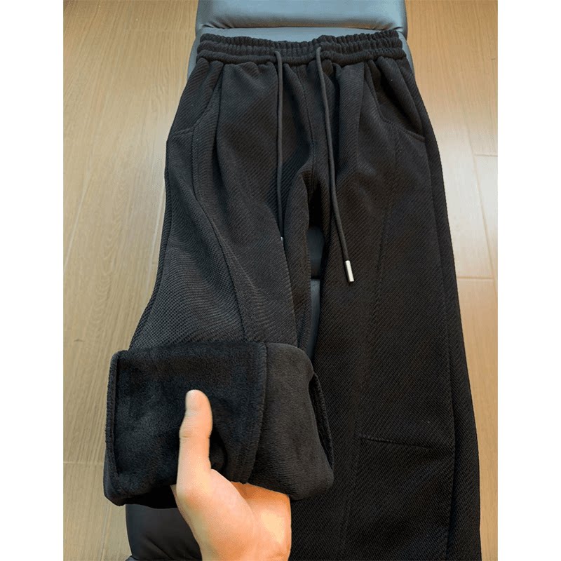 cleanfit黑色弯刀卫裤男款冬季加绒加厚灯芯绒裤子垂感直筒休闲裤