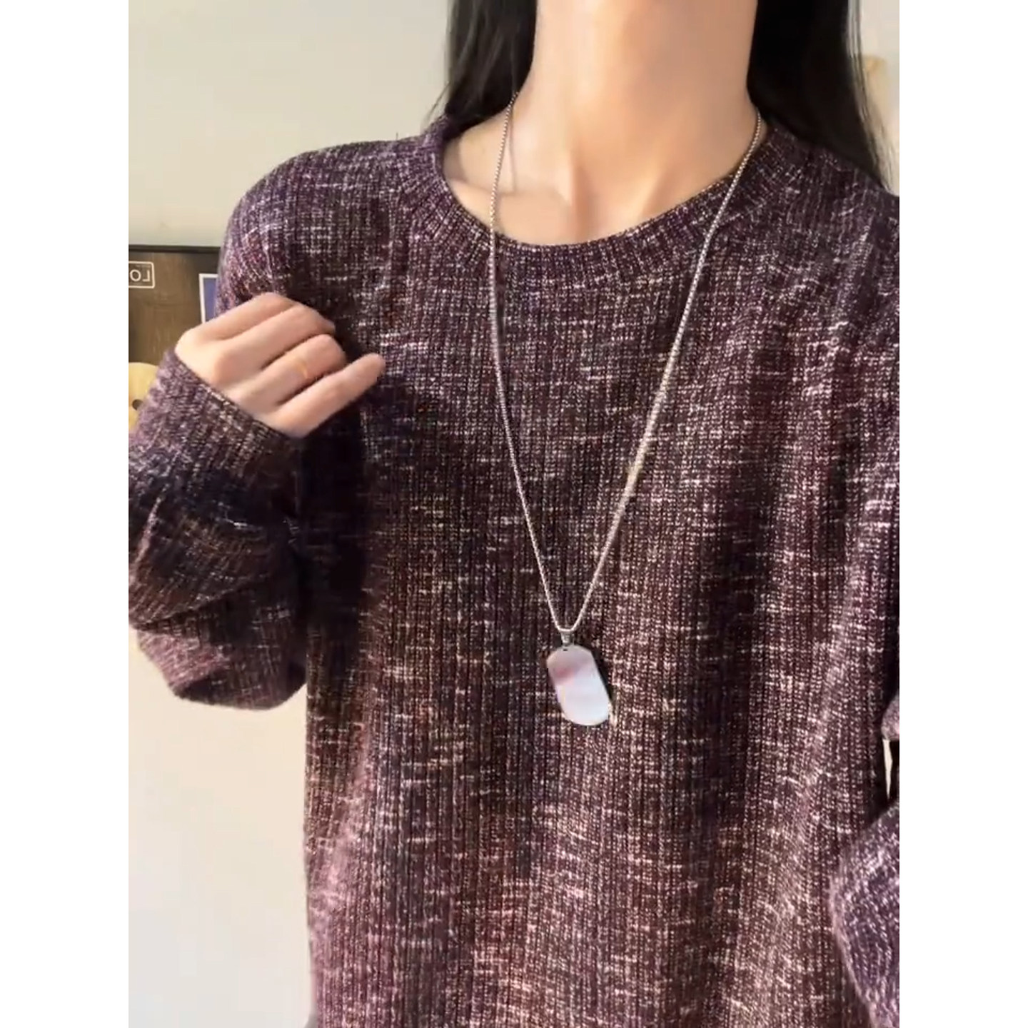 小香风扎染针织长袖t恤男女早秋薄款卫衣高级感痞帅内搭打底衫潮