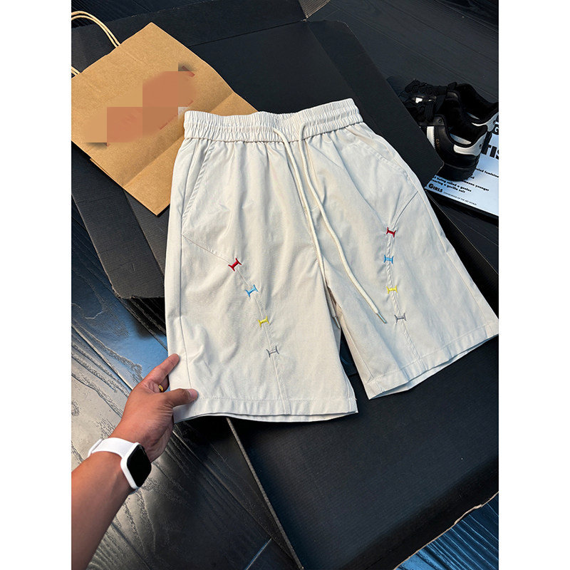 米白色斜切速干短裤男款夏季美式健身运动篮球裤子cleanfit五分裤