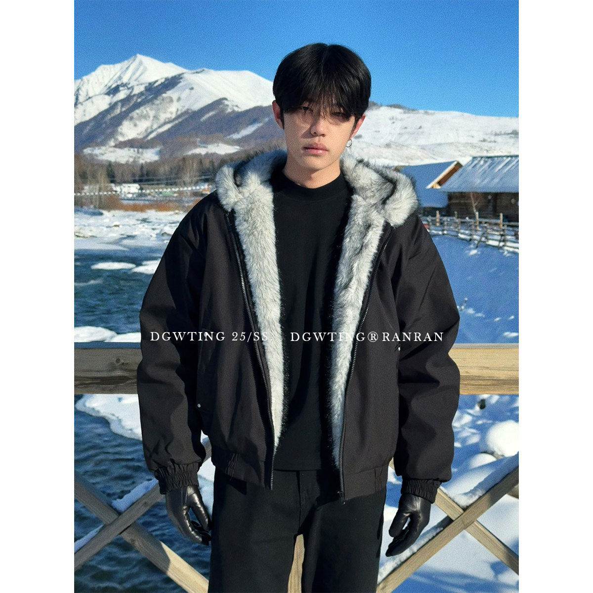 黑色水貂绒座山雕棉衣外套男女款冬季加厚高级感保暖短款夹克棉服