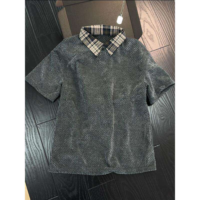 假两件短袖T恤男士夏季老钱风男装POLO衫上衣青少年男款短袖衣服