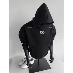 重磅美式刺绣连帽卫衣男款秋冬潮牌高街帽衫外套宽松硬挺男装上衣