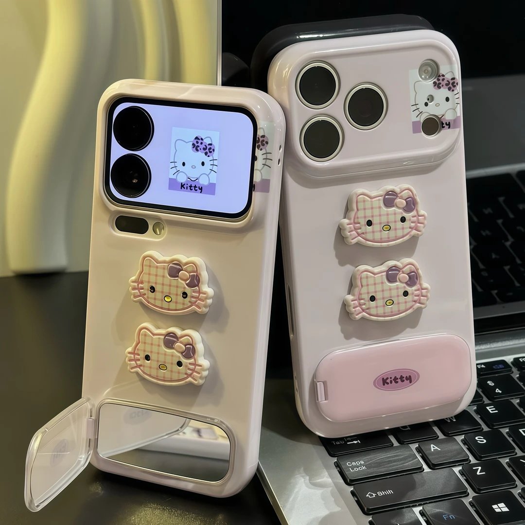 香芋紫猫咪公仔支架适用苹果17手机壳iPhone16/15promax华为mate80可爱pura70菲林vivox300红米turbo5max硬壳