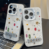 12彩银11pro卡通xr情侣xsmax支架苹果7P 彩色哈哈小新适用苹果15手机壳iPhone14新款 8plus超火6splus防摔