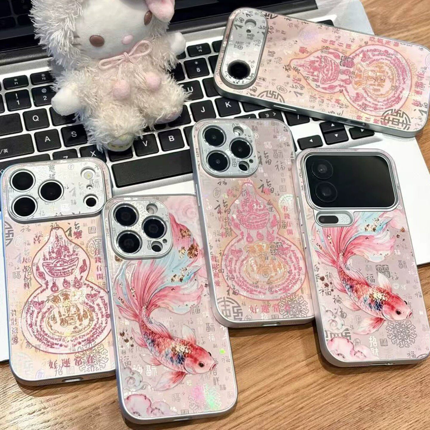 百福图锦鲤葫芦适用苹果18PROMAX手机壳华为NOVA16SE新款VIVOX500中国风iPhone17情侣OPPORENO16小米18PROMAX