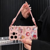 甜品kt猫镜面支架适用苹果16手机壳华为pura80新款 iPhone15 13卡通OPPO斜挎vivox200s挂绳mate70小米15pro