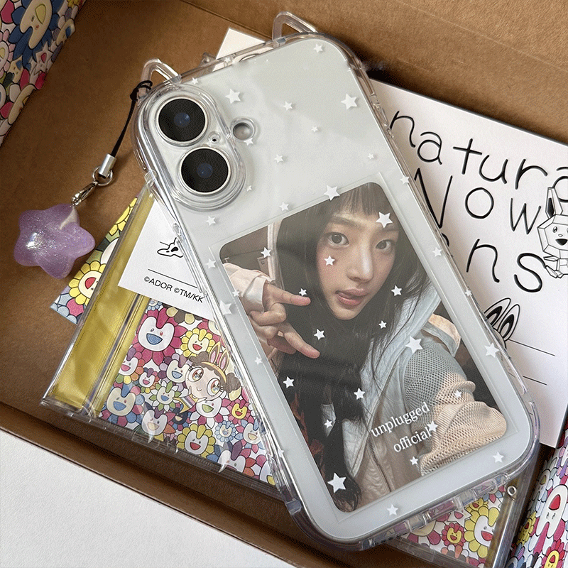 可放照片简约星星适用苹果17手机壳iPhone16/15/14Pormax透明vivos50/s30华为mate80猫耳朵nova15红米k90超火