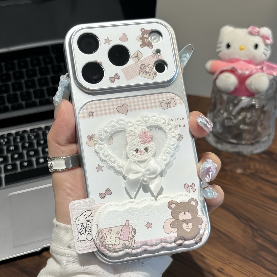 韩系蕾丝刺绣小兔适用苹果手机壳