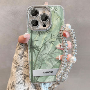 羽纱国风竹子适用苹果15Promax手机壳华为pura70荣耀x60i简约nova12女vivos19镜头膜OPPOreno12小米14pro防摔