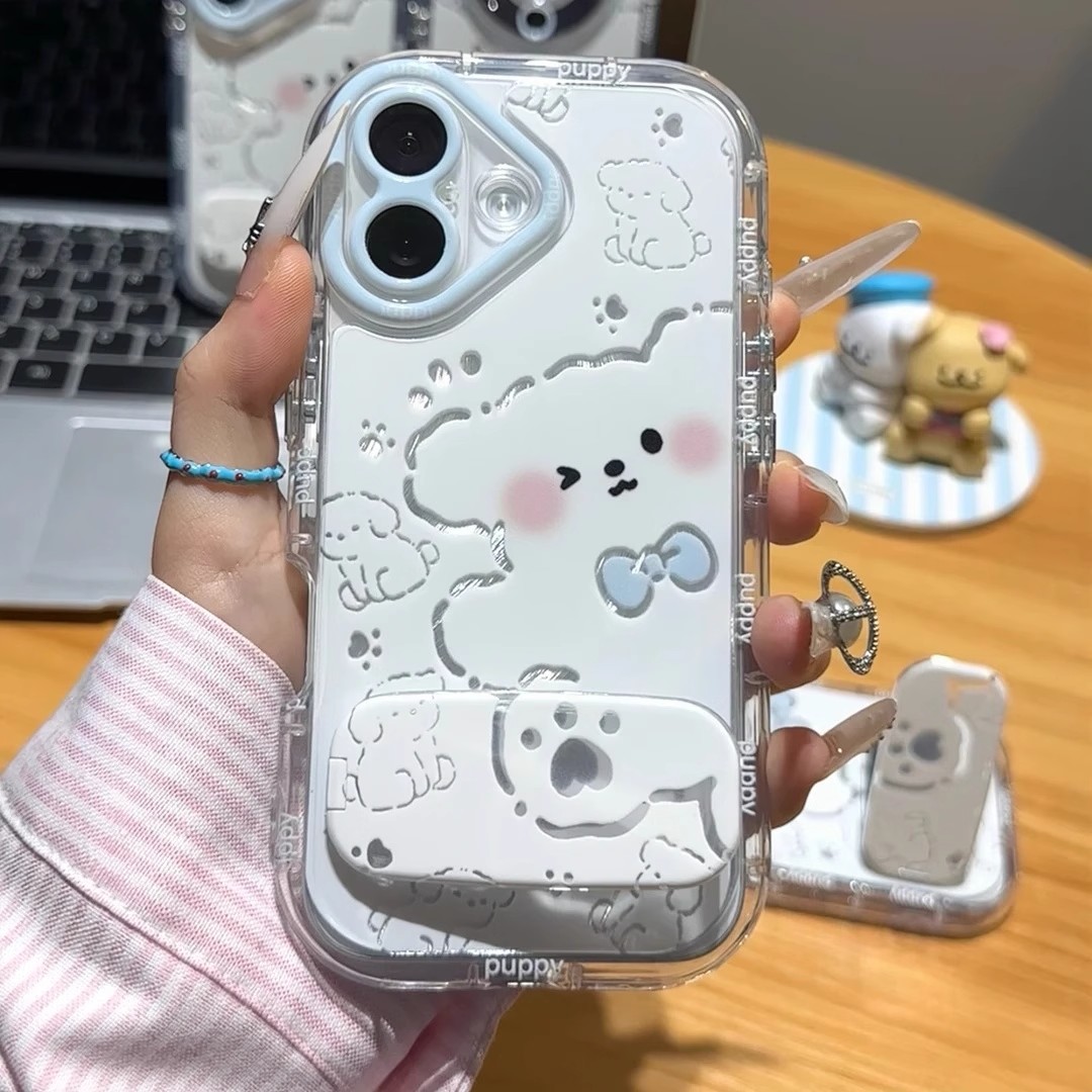 可爱线条小狗适用苹果16手机壳