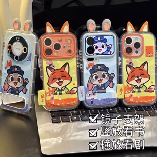 情侣蓝框朱迪橙尼克适用苹果17手机壳iPhone16/15/14PROMAX华为Nova14疯狂动物城Mate80透明VIVO卡通女Reno15