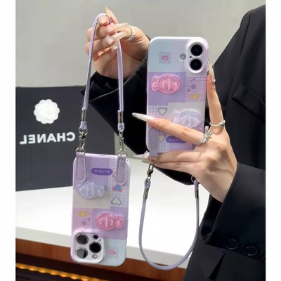 紫色格纹小鱼适用苹果17手机壳