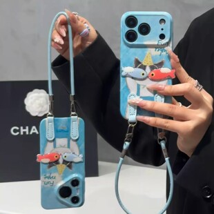 立体小鱼干猫咪适用苹果17手机壳iPhone16/15新款小米17promax菲林vivos30华为nova14硬壳OPPOA6GT红米k80pro