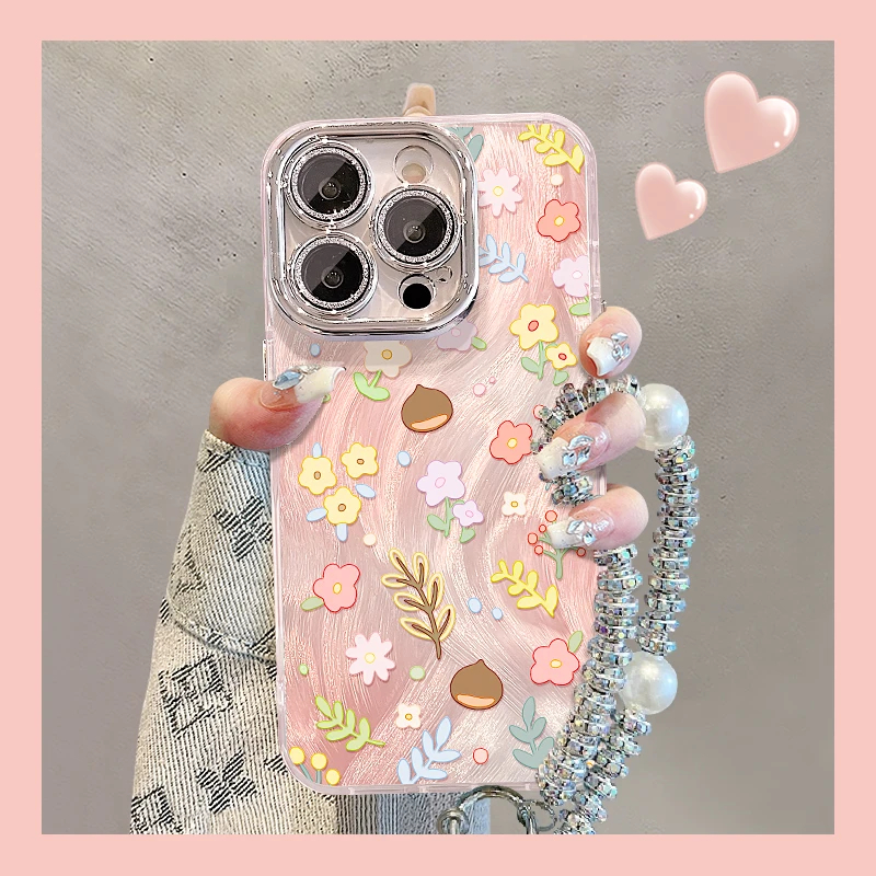 羽纱栗子小碎花适用苹果16promax手机壳华为nova13新款vivos20日韩女OPPOreno13高级mate70防摔小米15红米k80