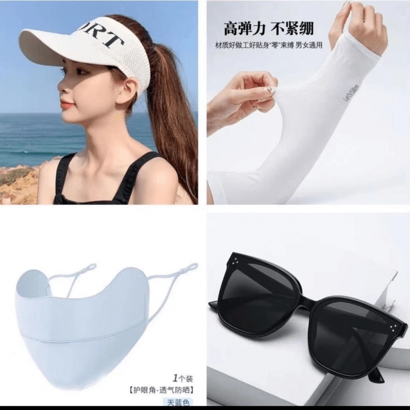 夏季遮阳防晒帽护袖冰丝口罩