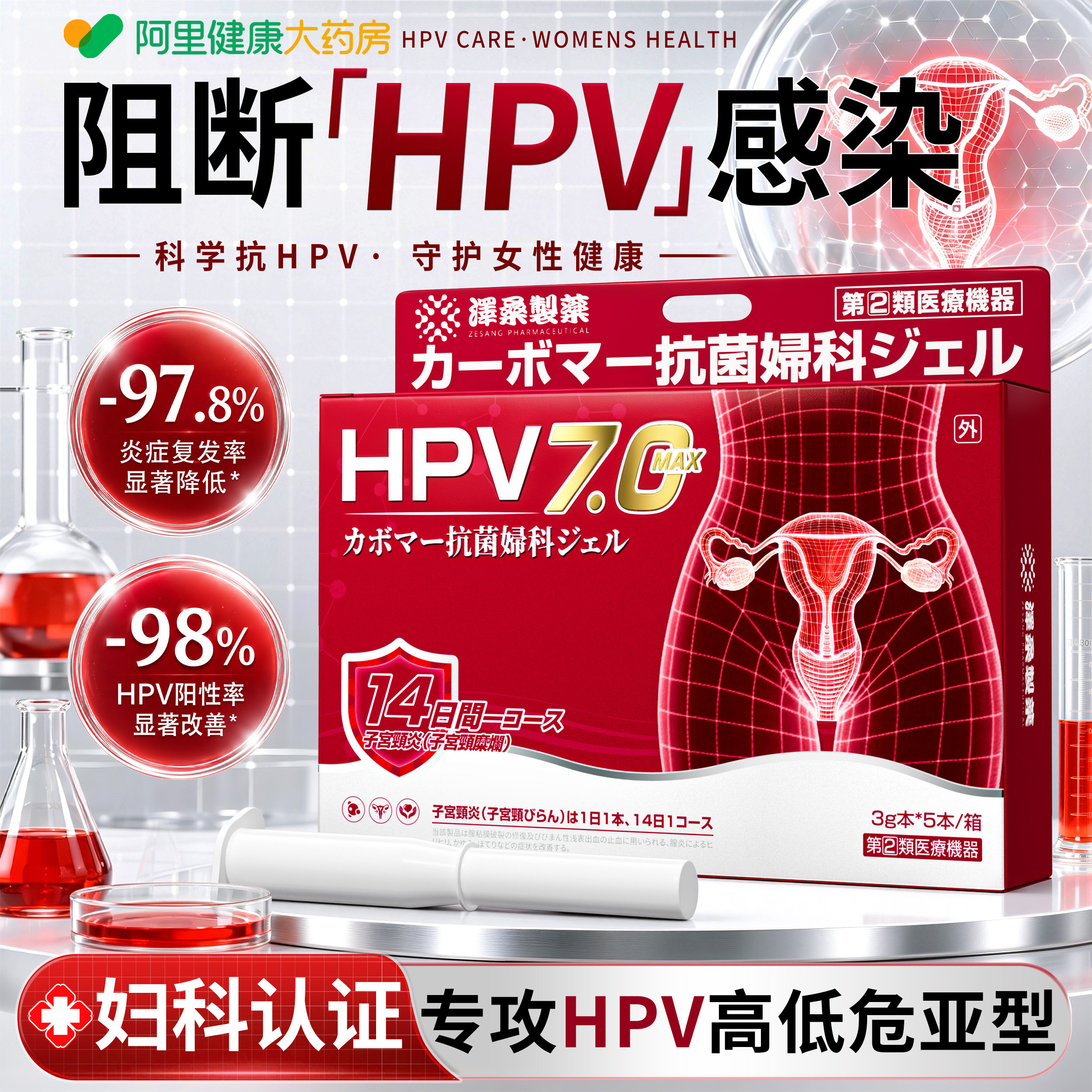 医用抗hpv病毒阴道炎妇科凝胶用药霉菌抑菌敷料私处瘙痒宫颈糜烂