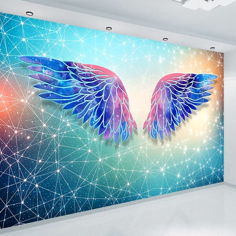 3d天使翅膀壁纸网红打卡拍照背景墙芭蕾舞蹈室健身房酒吧KTV墙纸,家装主材,定制壁画,淘宝优惠券,粉丝福利购,淘宝优惠卷