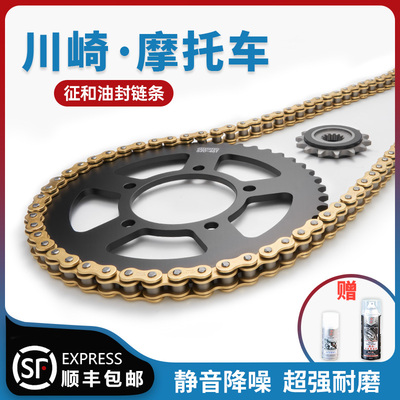 适用川崎Ninja400摩托车忍者Z400原厂静音征和油封链条牙盘三件套