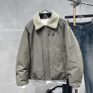 潮流痞帅拼接情侣款 翻领羽绒服日系保暖宽松防寒时尚 上衣 冬季 男士