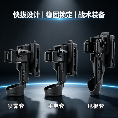 战术快拔甩棍套快拆背板夹套装MOLLE 腰封挂载配件户外腰挂收纳套