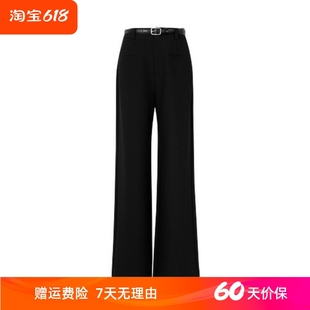 MM秋麦檬胧24年春新品 子女5F2150311 直筒裤 高腰黑色休闲阔腿西裤