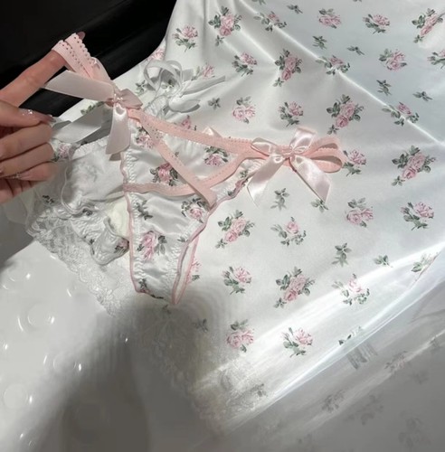 『Cm』少女情诗＊纯欲碎花蝴蝶结绑带设计清 纯性感甜美三角内裤