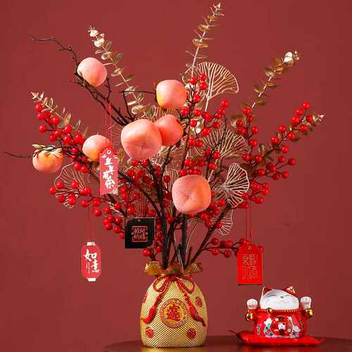 轻奢花瓶高端奢华客厅插花电视柜新房装饰品发财果乔迁花艺摆件