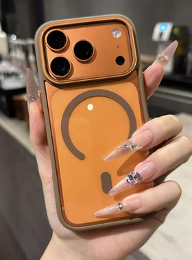 超防摔适用苹果17promax手机壳撞色镜头iPhone16ProMagsafe磁吸充电15plus透明ip13保护壳12pm小众简约全包壳