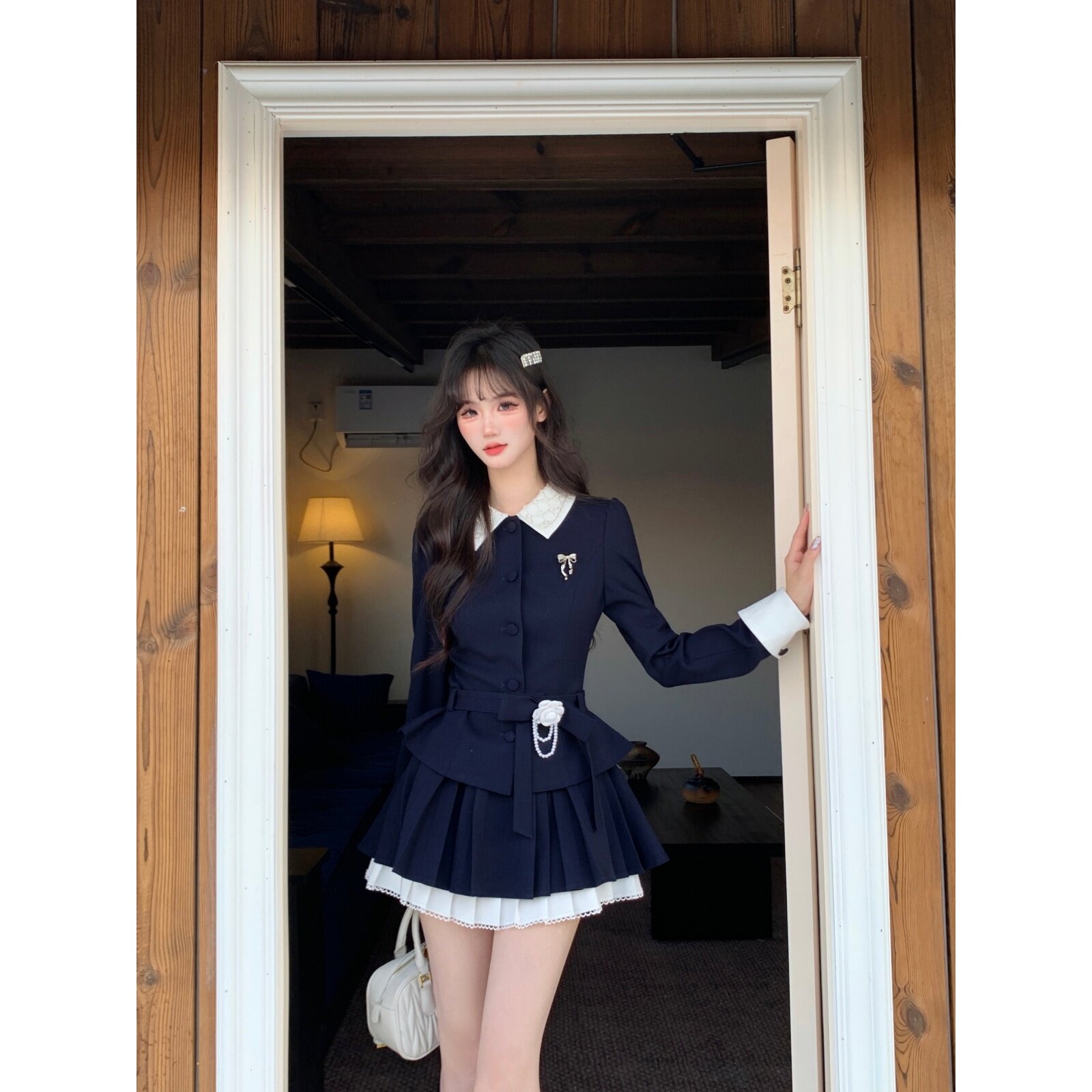 越韩小鱼 织光少女 富家千金收腰外套重工高腰百褶半裙法式套装女,女装/女士精品,连衣裙,淘宝优惠券,粉丝福利购,淘宝优惠卷