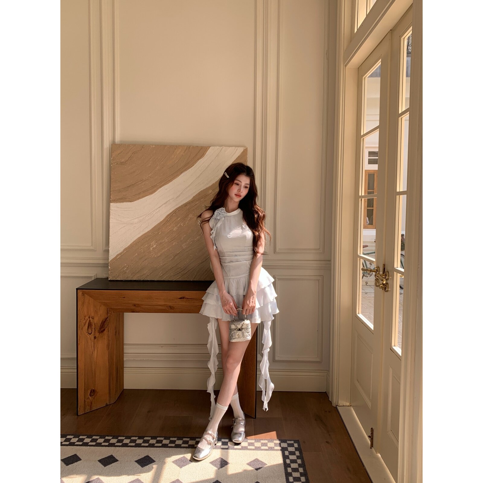 越韩小鱼Musefish 海盐日记 法式气质显白连衣裙温柔蛋糕短裙女夏