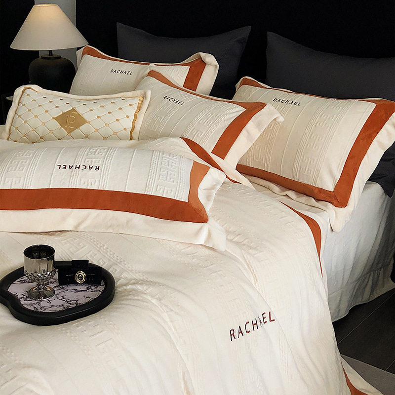 高端A类母婴级牛奶绒四件套冬季加厚保暖被套床单珊瑚绒床上用品4