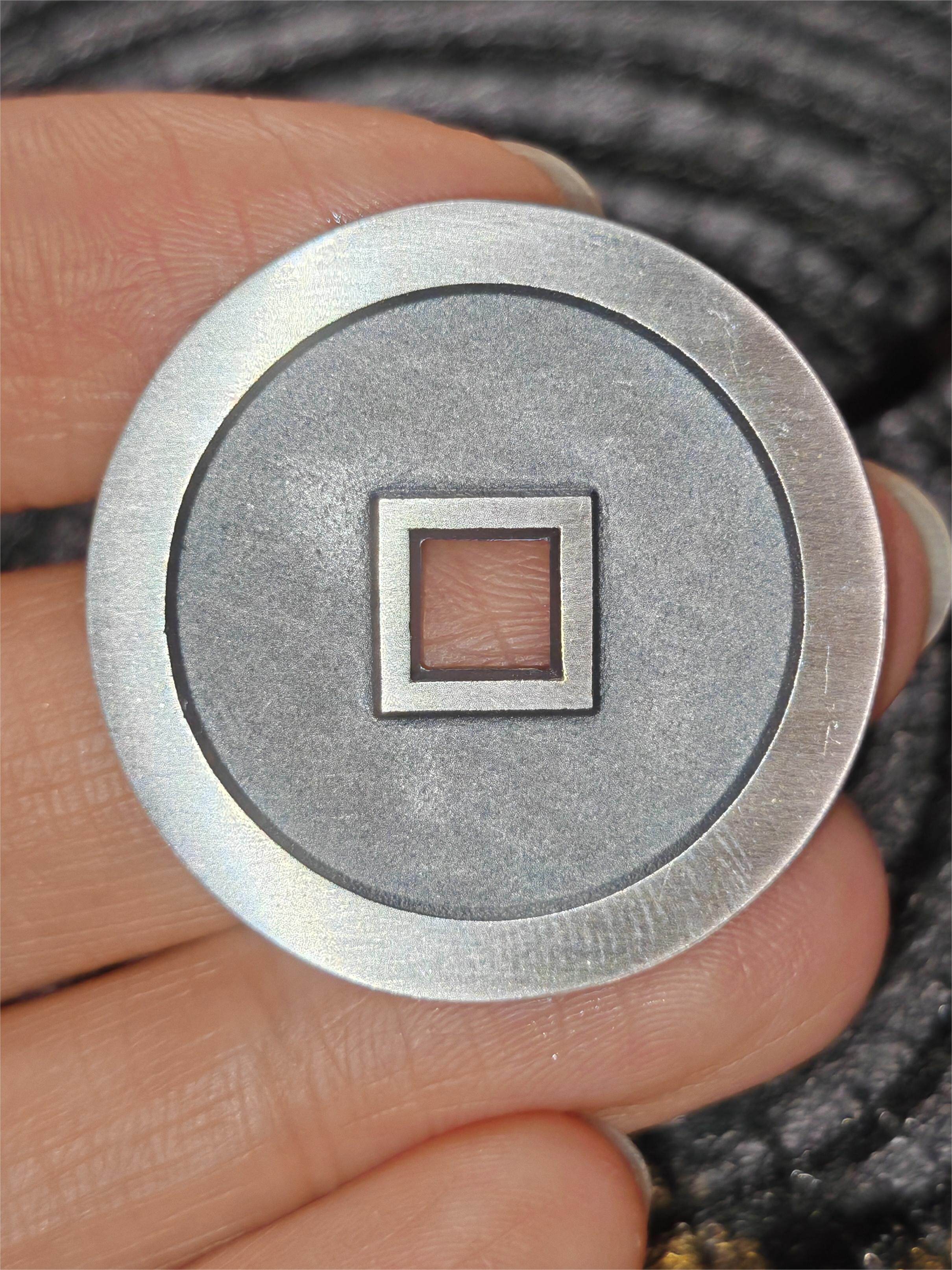 足银30mm纯银平安方孔平安牌双面无字非山鬼花钱手工银币