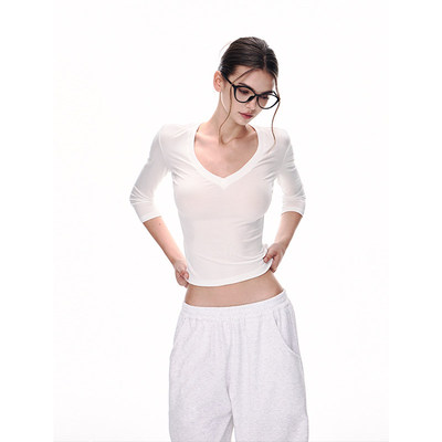 JLAUNT白色短袖T恤女夏