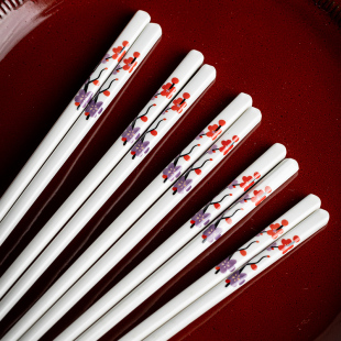 景德镇抗菌家用防霉陶瓷筷子耐高温易清洗防滑高档简约健康骨瓷