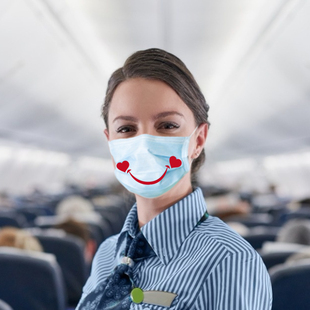 女士男生笑脸口罩贴纸微笑嘴角爱心表情服务窗口迎宾店员空姐司乘