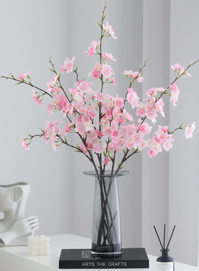 新品仿真2叉日本樱花枝假花客厅餐桌摆件婚庆布置拍照道具桃花枝